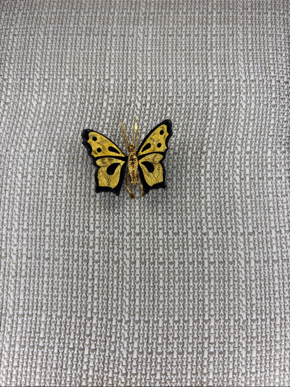 Vintage Gold and Black Butterfly Brooch Pin
